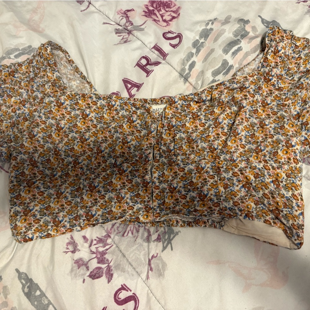 Aeropostale Orange Yellow Crop Blouse